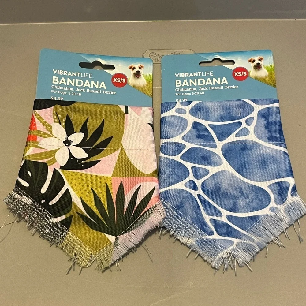 Pet Bandanna- Floral and Water Design XS